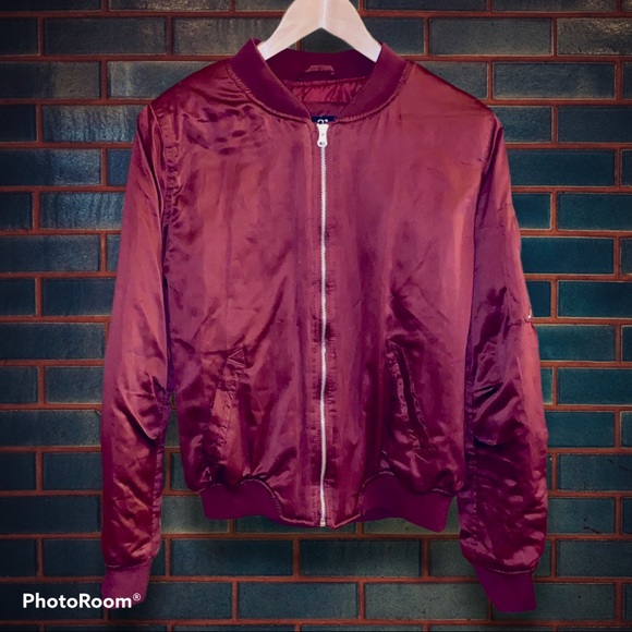 Rue21 Jackets & Blazers - RUE21 BOMBER JACKET, Silky Burgundy, Wmn's LG